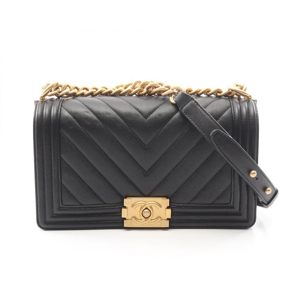 Chanel Boy Chevron V-stitch Shoulder Bag/Handbag, Caviar Leather (Grained Cal...